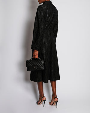 Fendi Black Logo Print Trench Coat with Belt and Silver Logo Buckle Size IT 42 (UK 10) RRP £3,900