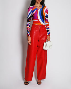 Róhe Red Lambskin Leather Wide-Leg Trousers Size FR 38 (UK 10) RRP £1,250
