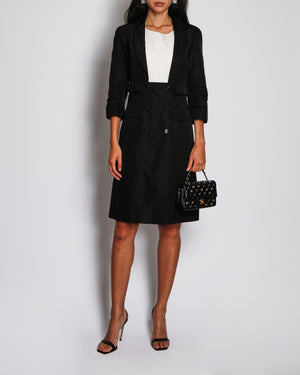 Chanel Black and White Dress and Trench Coat Set with Black Logo Buttons Size FR 36 (UK 8)