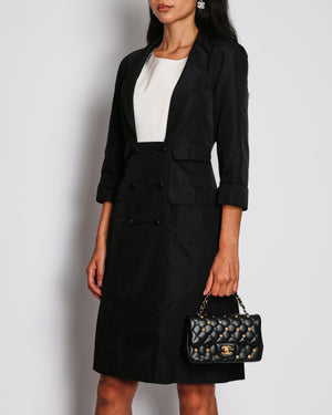 Chanel Black and White Dress and Trench Coat Set with Black Logo Buttons Size FR 36 (UK 8)
