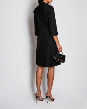 Chanel Black and White Dress and Trench Coat Set with Black Logo Buttons Size FR 36 (UK 8)