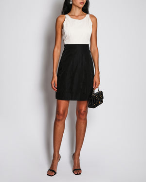 Chanel Black and White Dress and Trench Coat Set with Black Logo Buttons Size FR 36 (UK 8)