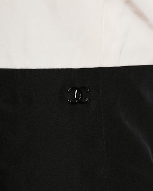 Chanel Black and White Dress and Trench Coat Set with Black Logo Buttons Size FR 36 (UK 8)