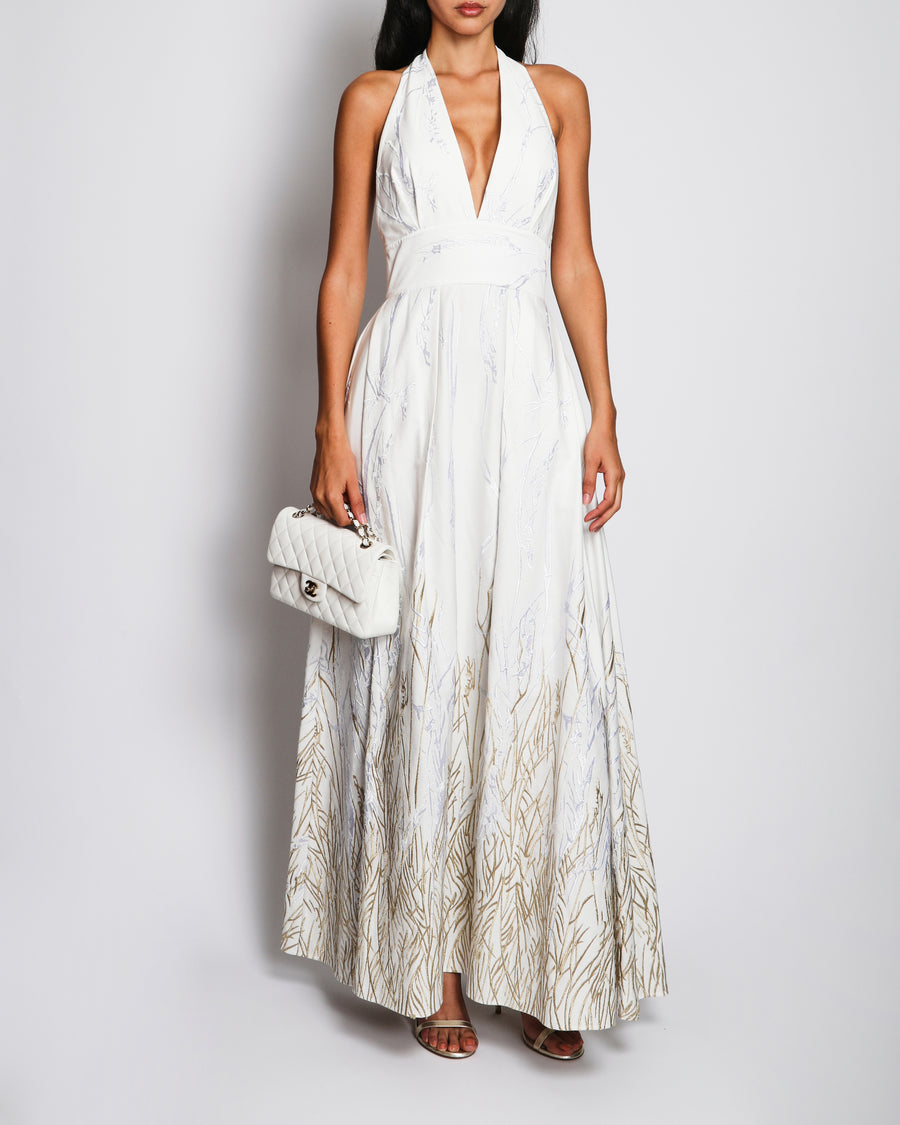 Elie Saab White Halterneck Gown with Embroidery Detail Size FR 34 (UK 6) RRP £1,900