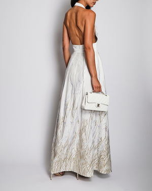 Elie Saab White Halterneck Gown with Embroidery Detail Size FR 34 (UK 6) RRP £1,900