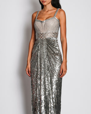 Jenny Packham Silver Embellished Gown FR 34 (UK 6) RRP £1,855