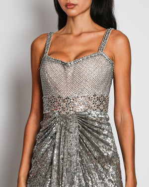 Jenny Packham Silver Embellished Gown FR 34 (UK 6) RRP £1,855