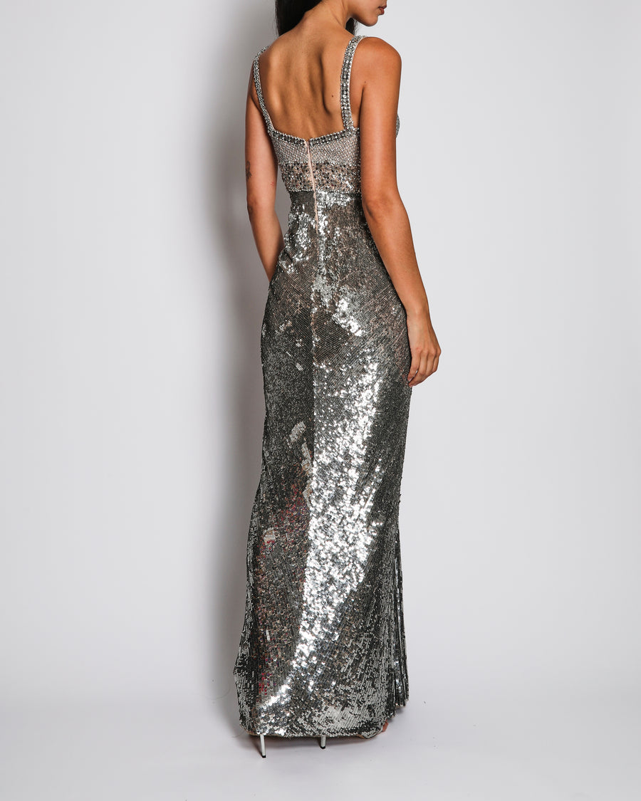 Jenny Packham Silver Embellished Gown FR 34 (UK 6) RRP £1,855