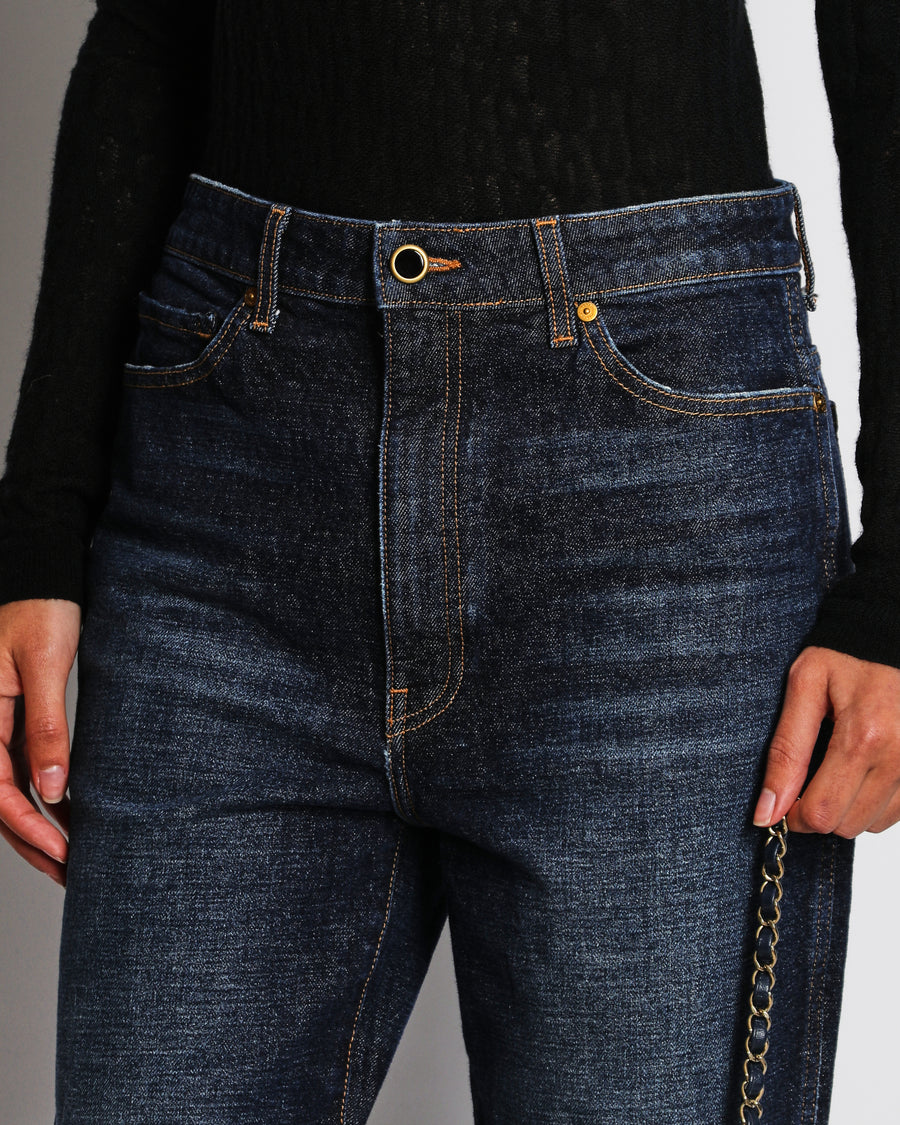 Khiate Blue Abigail Straight Leg Stonewash Jeans Size 29 (UK 12)