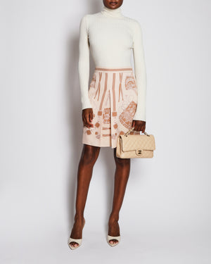 Hermès Beige Les Tambours Finesse Midi Skirt Size FR 38 (UK 10)