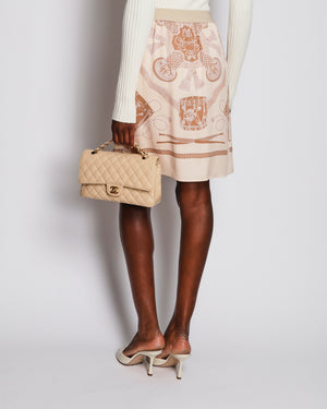 Hermès Beige Les Tambours Finesse Midi Skirt Size FR 38 (UK 10)