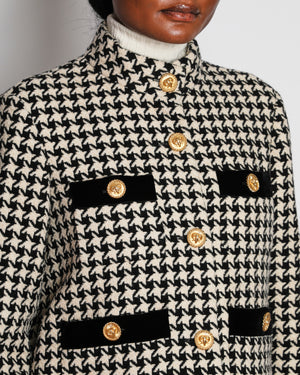 Gucci Houndstooth Black and White Jacket with Gold Detailing on Button Size IT 42 (UK 10)