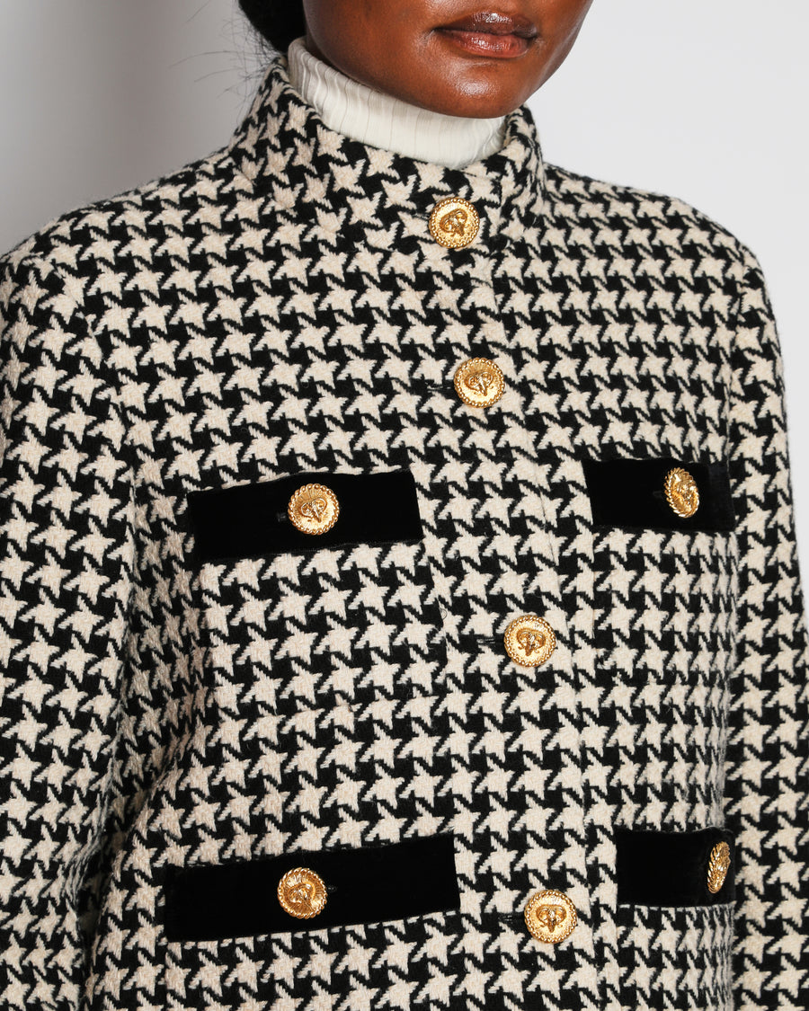 Gucci Houndstooth Black and White Jacket with Gold Detailing on Button Size IT 42 (UK 10)