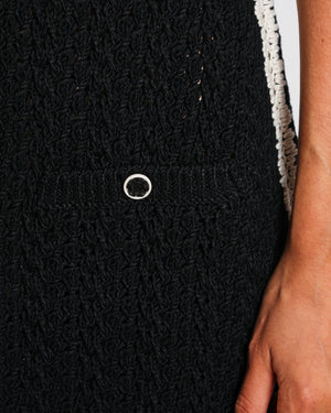 Chanel Black Round Neck Knitted Short Sleeve Midi Dress with Pocket Detail Size FR 36 (UK 8)