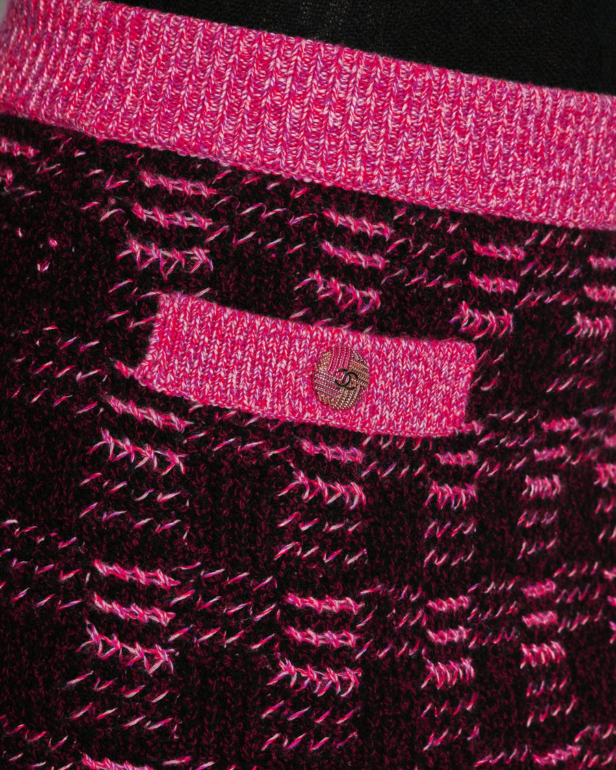 Chanel 22K Plum Knitted Midi Skirt with Pocket Detail FR 36 (UK 8)