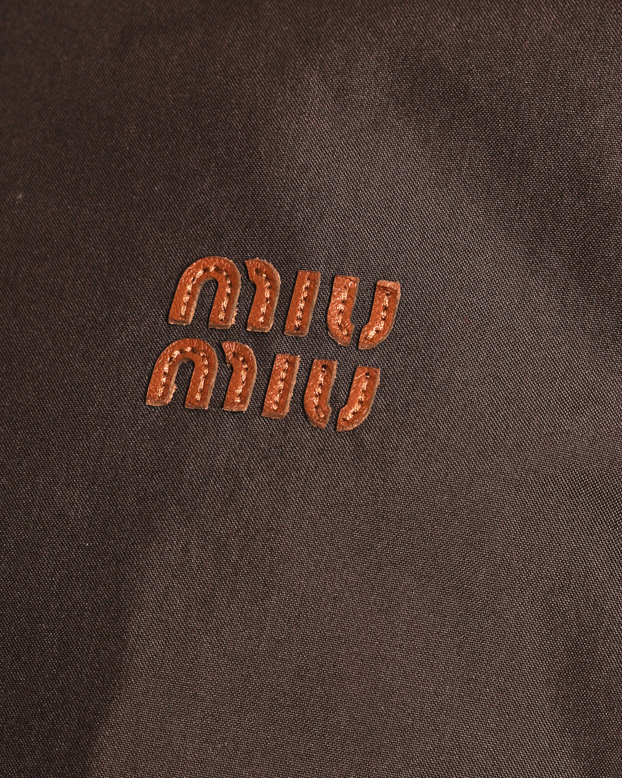 Miu Miu Brown Panama Blouson Jacket with Logo Detail Size IT 38 (UK 6)