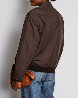 Miu Miu Brown Panama Blouson Jacket with Logo Detail Size IT 38 (UK 6)