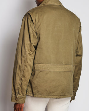 Miu Miu Khaki Button Down Safari Jacket with Logo and Pocket Detail Size IT 40 (UK 8)