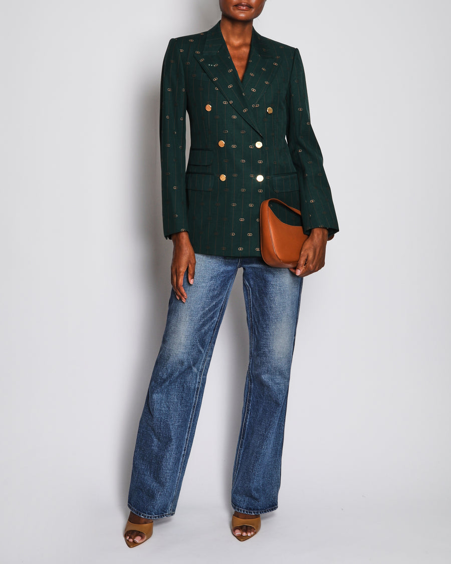 Gucci Green Interlocking GG Tailored Jacket Size IT 38 (UK 6)