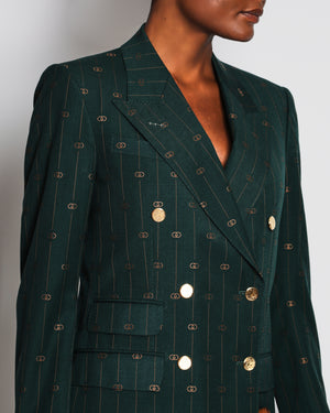 Gucci Green Interlocking GG Tailored Jacket Size IT 38 (UK 6)
