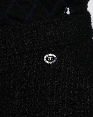 Chanel 19/B Black Tweed High-Waist Wide Leg Trousers Size FR 38 (UK 10)