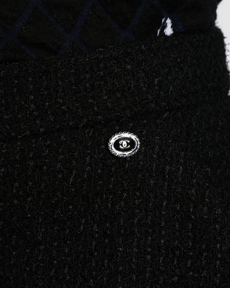 Chanel 19/B Black Tweed High-Waist Wide Leg Trousers Size FR 38 (UK 10)