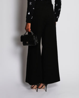 Chanel 19/B Black Tweed High-Waist Wide Leg Trousers Size FR 38 (UK 10)