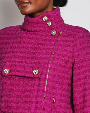 Chanel 19/K Purple Mid Collar Long Sleeve Tweed Jacket Size FR 36 (UK 8)