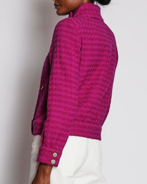 Chanel 19/K Purple Mid Collar Long Sleeve Tweed Jacket Size FR 36 (UK 8)