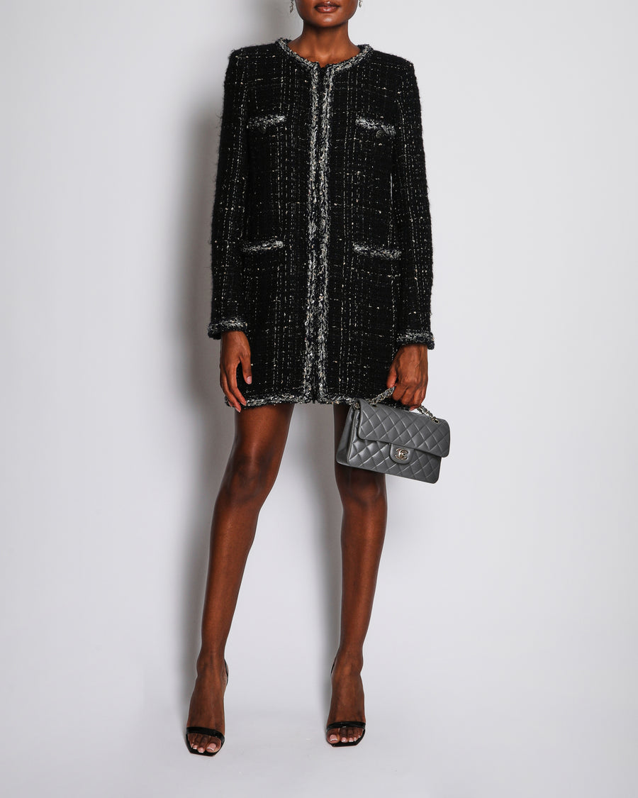 Chanel 17/A Black Long Sleeve Tweed Jacket with Braided Piping Detail Size FR 40 (UK 12)