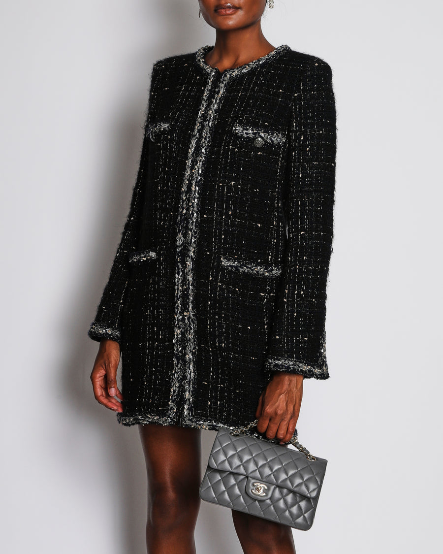 Chanel 17/A Black Long Sleeve Tweed Jacket with Braided Piping Detail Size FR 40 (UK 12)