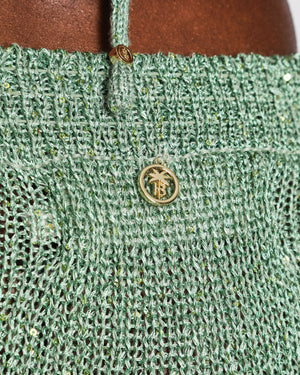 Bananahot Green Knit Crop Top and Maxi Skirt Set with Sequin Embellishments Size XS-S (UK 6-8)