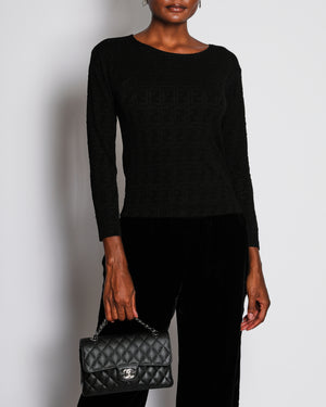 Fendi Black Long Sleeve FF Logo Top Size M (UK 10)