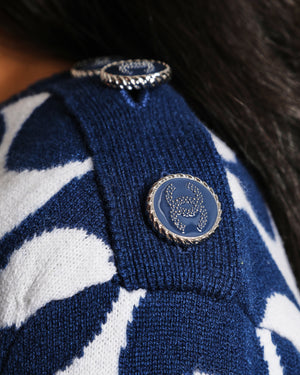 Chanel Navy White CC Logo Long Sleeve Jumper Size FR 38 (UK 10)