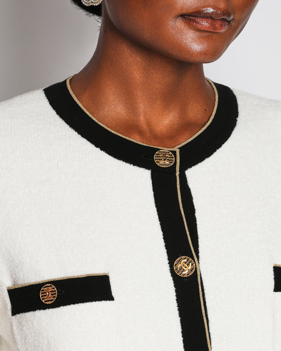 Chanel Ivory 19/C Round Neck CC Button Down Cardigan with Pocket Detail FR 40 (UK 12)