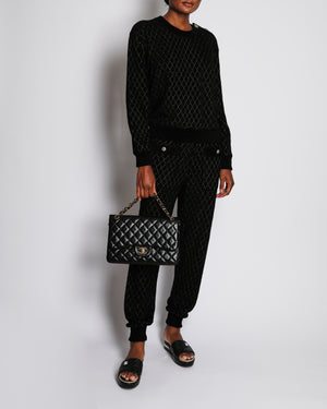 Chanel 20/C Black Quilted Long Sleeve Jumper with Embellished Button Detail Size FR 38 (UK 10)