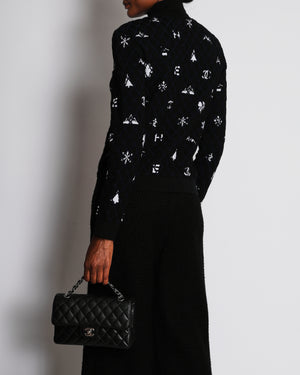 Chanel 19/B Black High-Neck Quilted CC Long Sleeve Jumper Size FR 38 (UK 10)