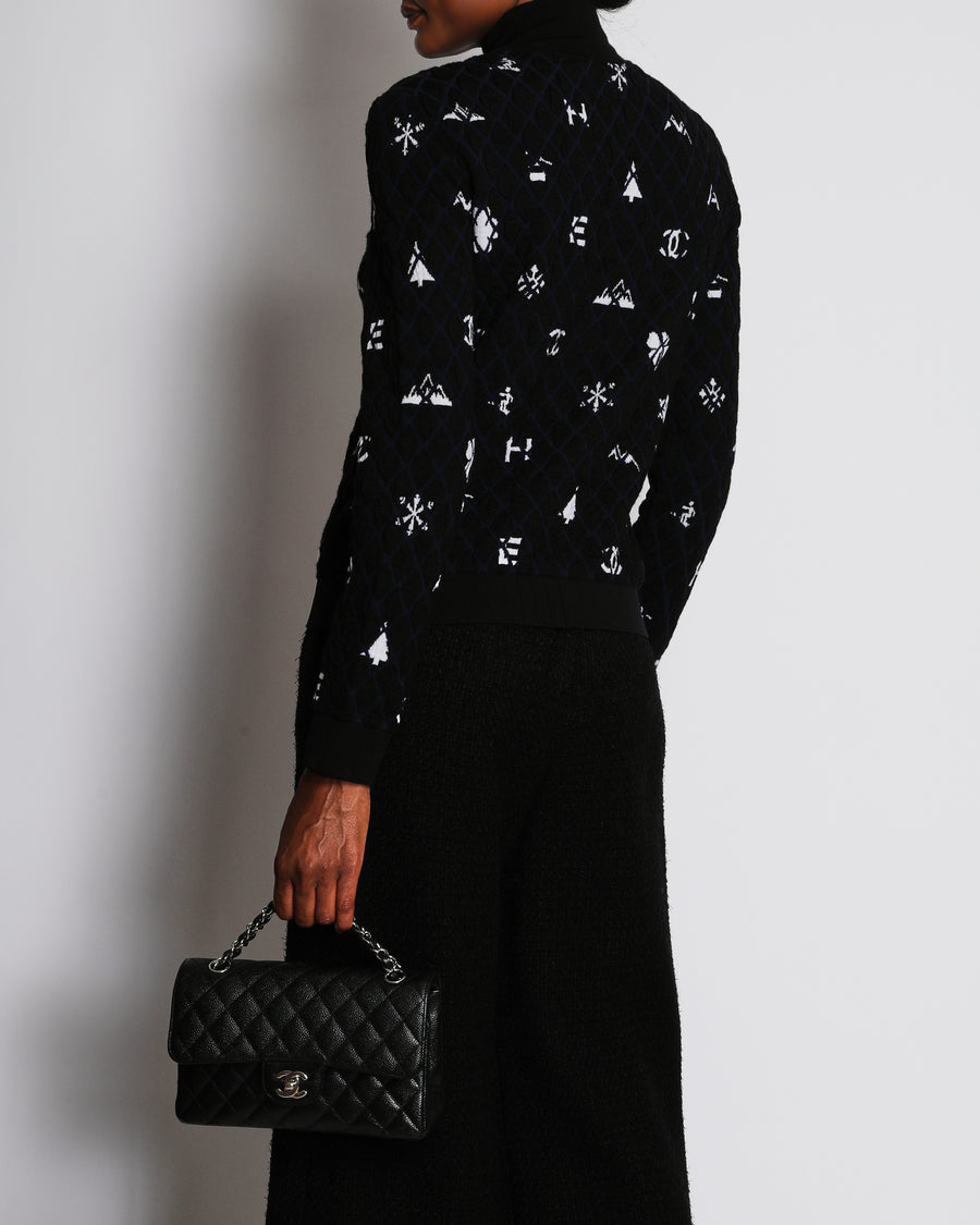 Chanel 19/B Black High-Neck Quilted CC Long Sleeve Jumper Size FR 38 (UK 10)