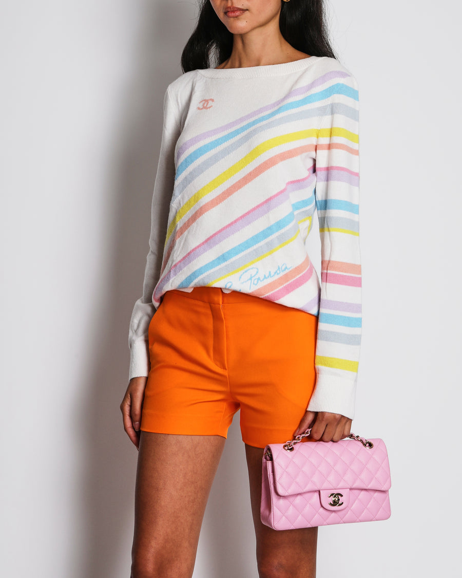 Chanel 19/C "La Pausa" Ivory Striped Multicolour CC Jumper Size FR 40 (UK 12)