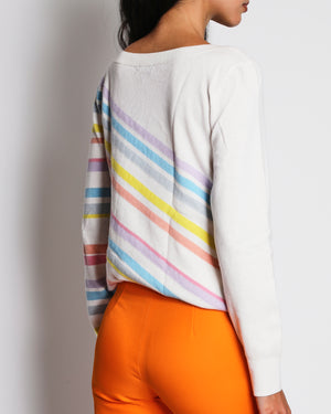 Chanel 19/C "La Pausa" Ivory Striped Multicolour CC Jumper Size FR 40 (UK 12)