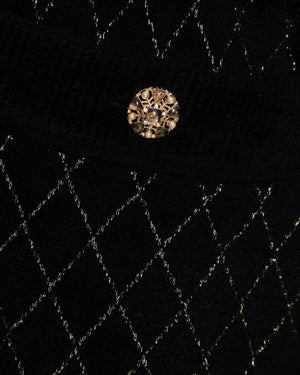Chanel 20/C Black Quilted Knitted Trousers with CC Embellished Button Detail Size FR 40 (UK 12)