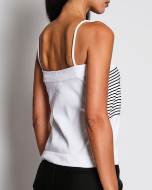 Chanel White 24/S Striped CC Logo Vest Top Size FR 38 (UK 10)