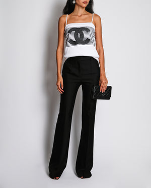 Chanel White 24/S Striped CC Logo Vest Top Size FR 38 (UK 10)