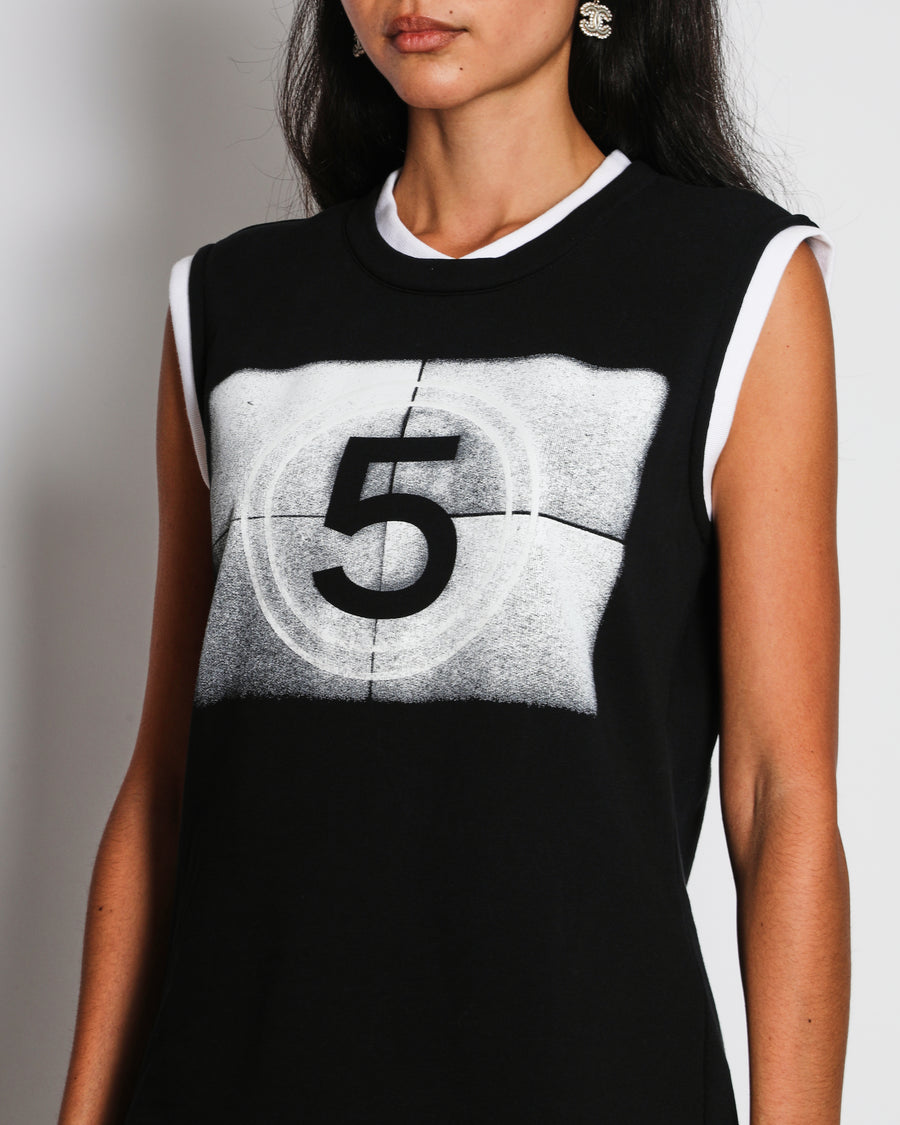 Chanel 21/S Black Sleeveless No5 Logo Vest Size FR 36 (UK 8)