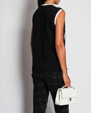 Chanel 21/S Black Sleeveless No5 Logo Vest Size FR 36 (UK 8)