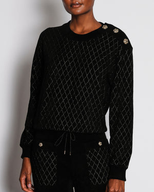 Chanel 23/A Black Wide-Leg Trousers with Quilted Pocket and CC Embellished Button Detail Size FR 38 (UK 10)