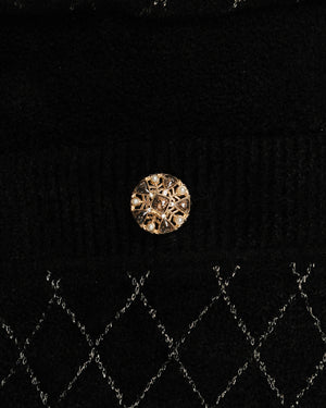Chanel 23/A Black Wide-Leg Trousers with Quilted Pocket and CC Embellished Button Detail Size FR 38 (UK 10)