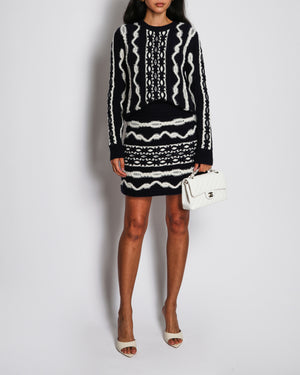 Chanel Navy Knitted Mini Skirt with Glitter Detail Size FR 38 (UK 10)