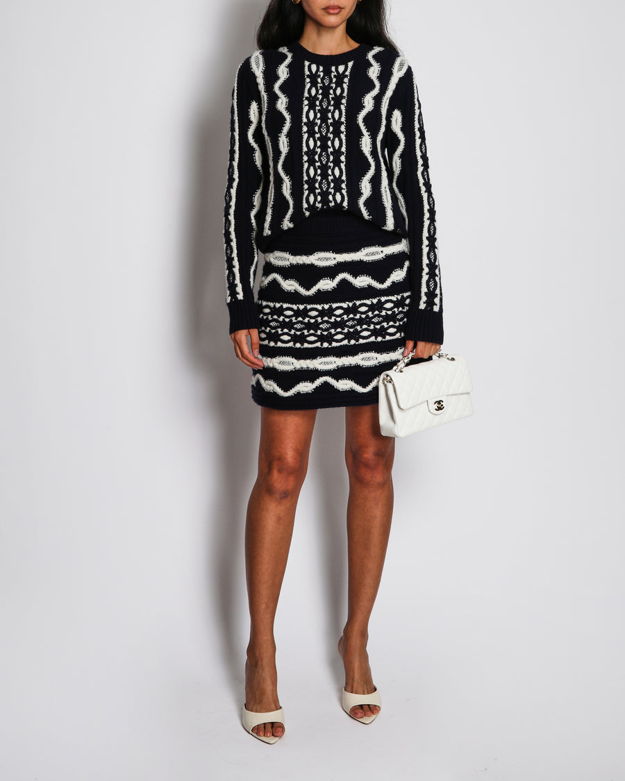 Chanel Navy Knitted Mini Skirt with Glitter Detail Size FR 38 (UK 10)