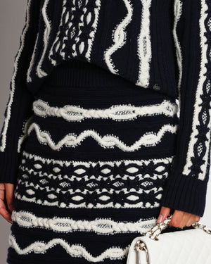 Chanel Navy Knitted Mini Skirt with Glitter Detail Size FR 38 (UK 10)